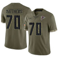 tocy A.Falcons #70 Jake Matthews Player Olive Salute To Service Limited Stitched Jerseys