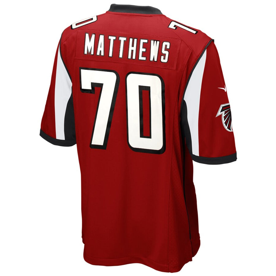 tocy A.Falcons #70 Jake Matthews Player Red Game Stitched Jerseys