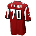 tocy A.Falcons #70 Jake Matthews Player Red Game Stitched Jerseys