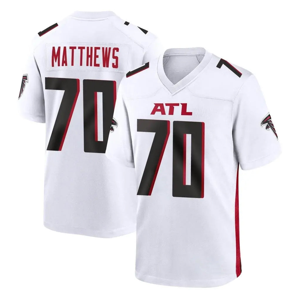 tocy A.Falcons #70 Jake Matthews Player White Home Game Stitched Jerseys