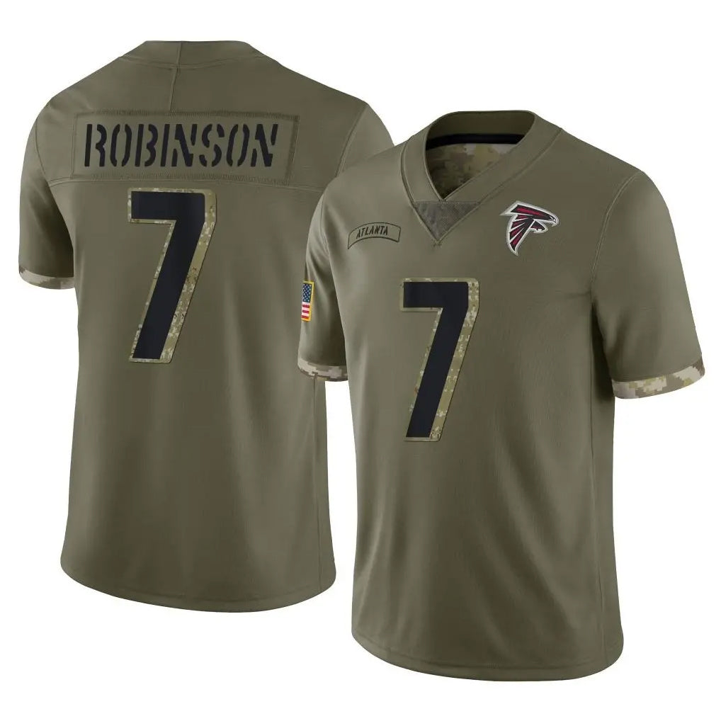 tocy A.Falcons #7 Bijan Robinson Player Olive Salute To Service Limited Game Stitched Jerseys