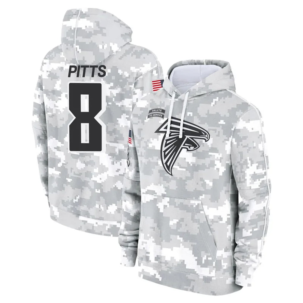 tocy A.Falcons #8 Kyle Pitts Player Arctic Camo Salute to Service Limited Hoodie Stitched Jerseys