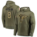 tocy A.Falcons #8 Kyle Pitts Player Salute to Service Club Fleece Olive Hoodie Stitched Jerseys