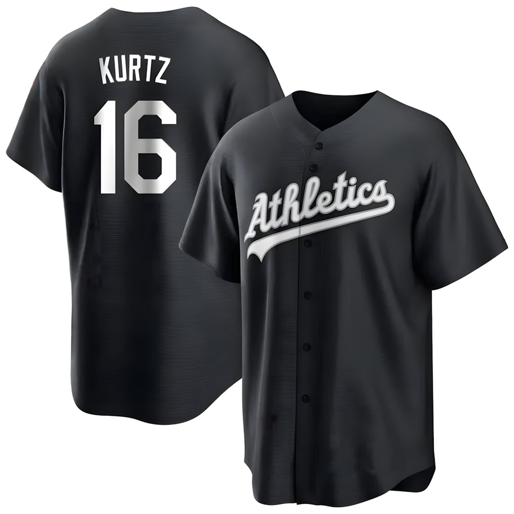 tocy Athletics #16 Nick Kurtz Player Black Game Stitched Jerseys