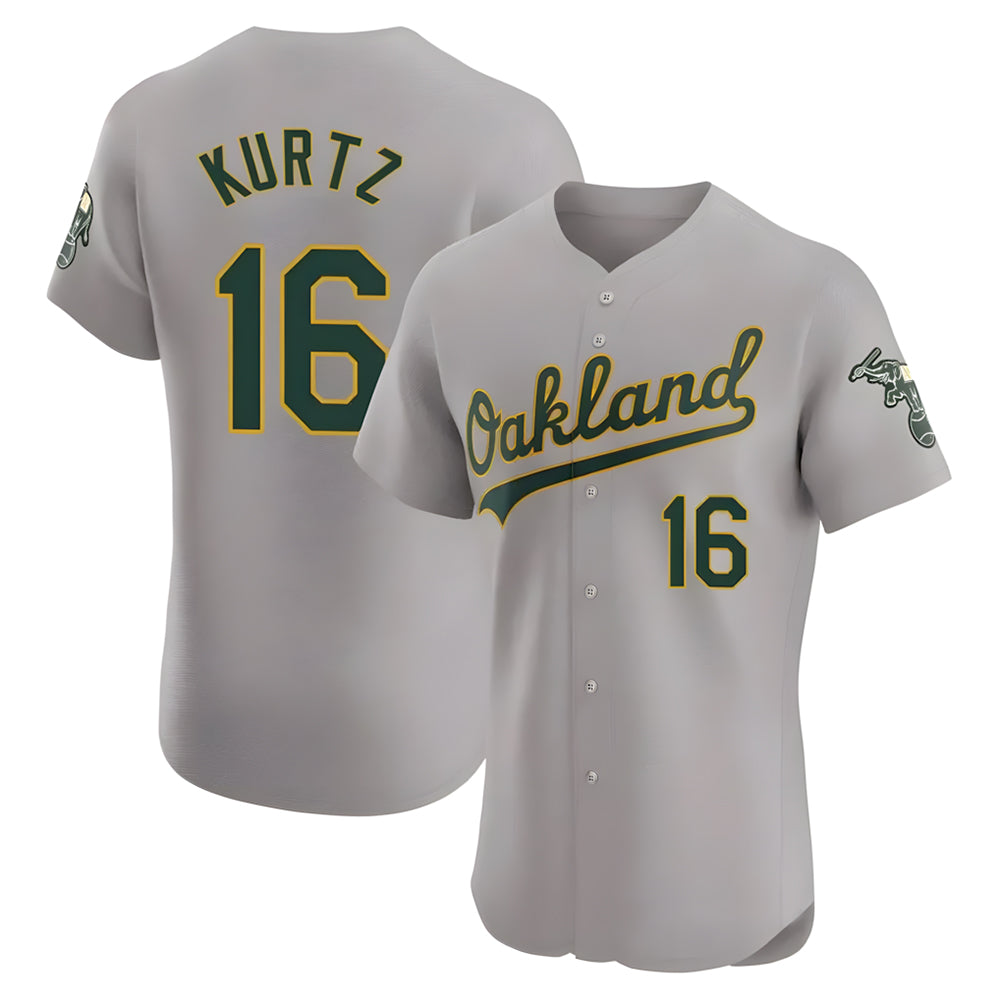 tocy Athletics #16 Nick Kurtz Player Gray Elite Road Stitched Jerseys