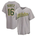 tocy Athletics #16 Nick Kurtz Player Gray Home Game Stitched Jerseys