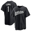 tocy Athletics #1 Denzel Clarke player Black&White Replica Stitched Jersey