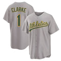 tocy Athletics #1 Denzel Clarke player Gray Replica Away Stitched Jersey