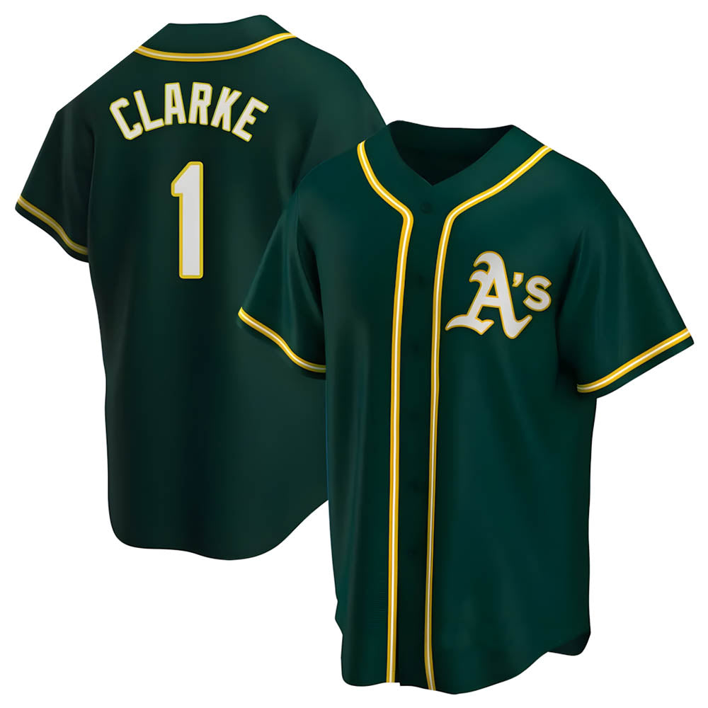 tocy Athletics #1 Denzel Clarke player Green Replica Alternate Stitched Jersey