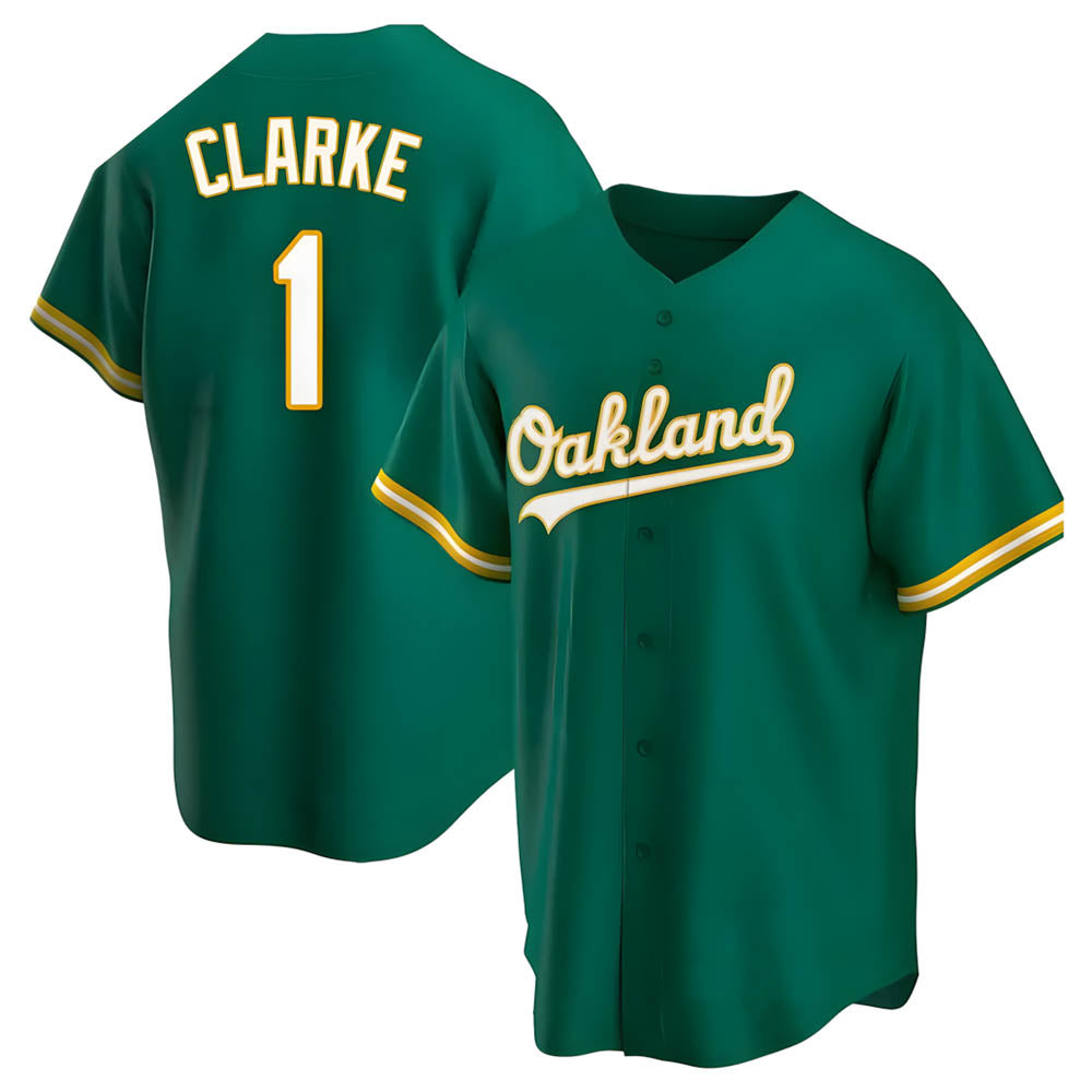 tocy Athletics #1 Denzel Clarke player Green Replica Kelly Alternate Stitched Jersey