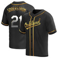 tocy Athletics #21 Tyler Soderstrom Player Black Golden Replica Alternate Stitched Jersey