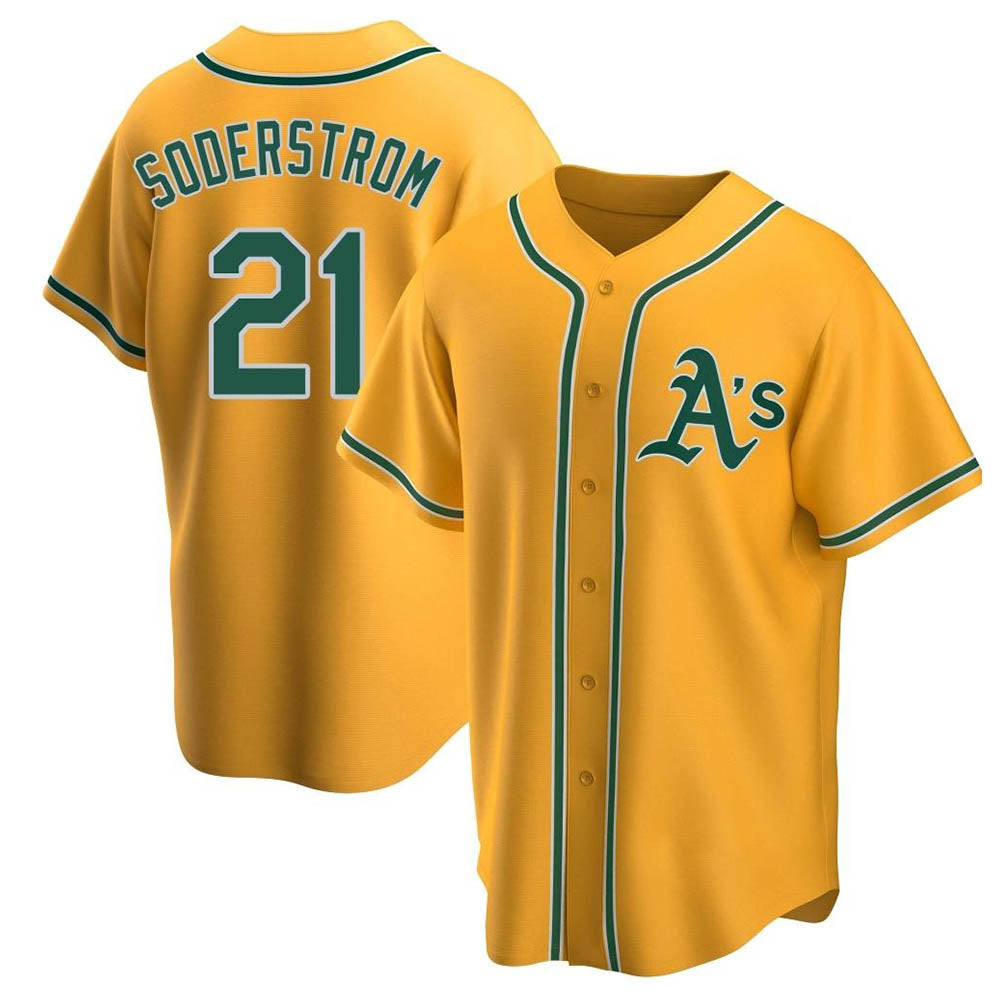tocy Athletics #21 Tyler Soderstrom Player Gold Replica Alternate Stitched Jersey