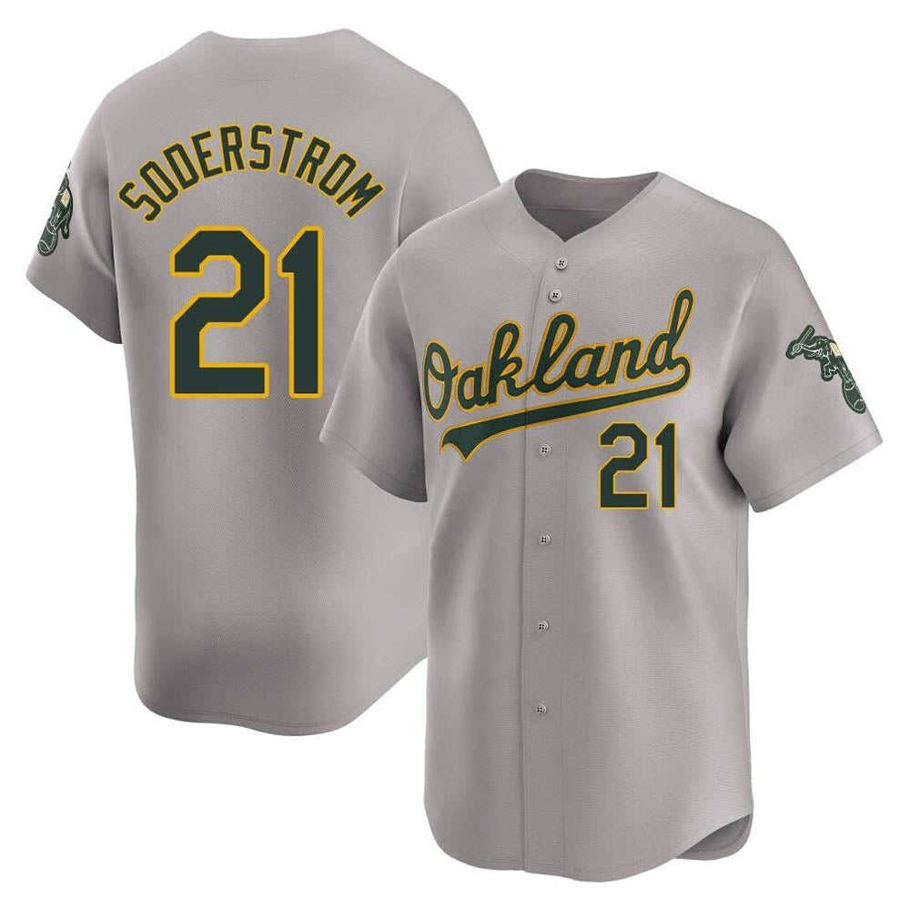 tocy Athletics #21 Tyler Soderstrom Player Gray Limited Away Stitched Jersey