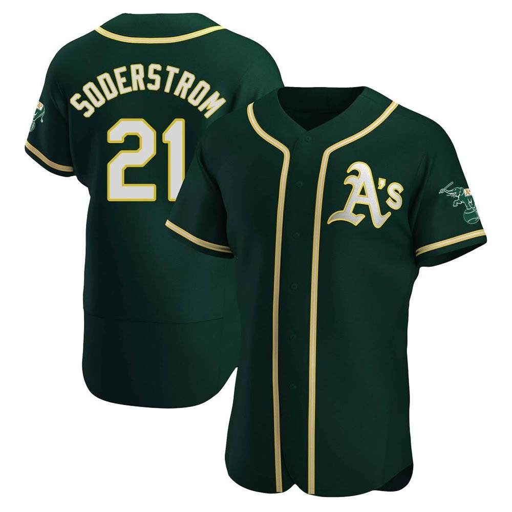 tocy Athletics #21 Tyler Soderstrom Player Green Authentic Alternate Stitched Jersey