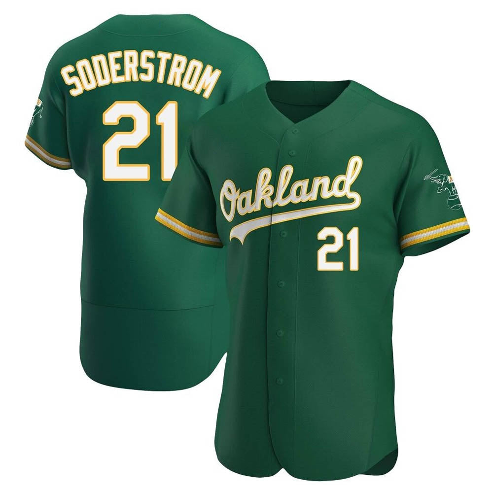 tocy Athletics #21 Tyler Soderstrom Player Green Authentic Kelly Alternate Stitched Jersey