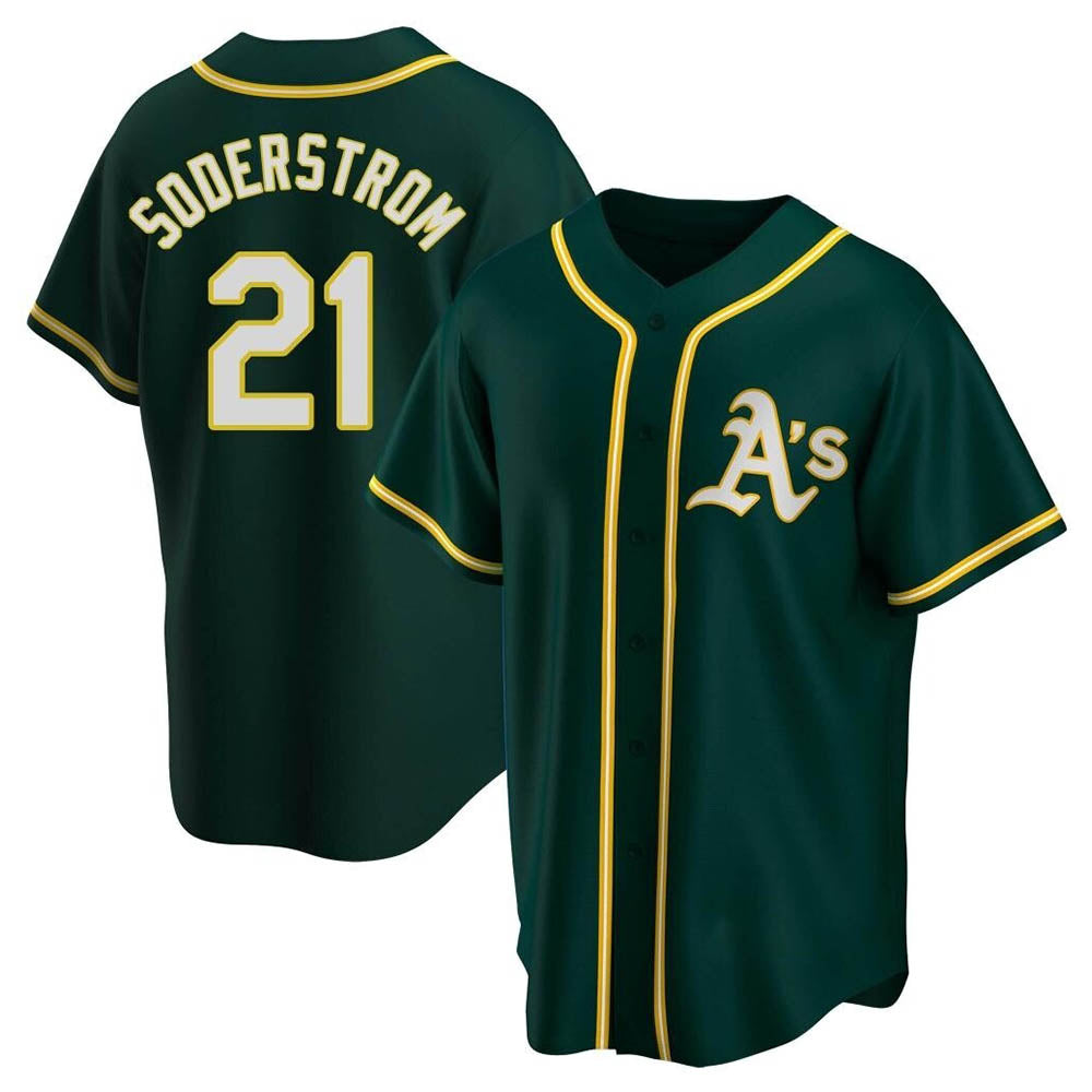 tocy Athletics #21 Tyler Soderstrom Player Green Replica Alternate Stitched Jersey