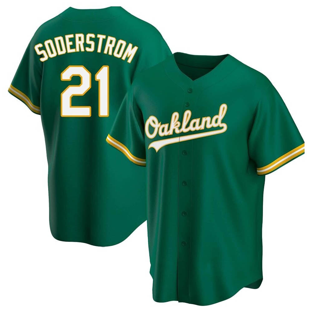 tocy Athletics #21 Tyler Soderstrom Player Green Replica Kelly Alternate Stitched Jersey