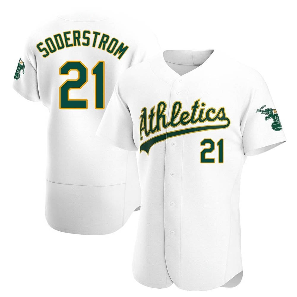 tocy Athletics #21 Tyler Soderstrom Player White Authentic Home Stitched Jersey