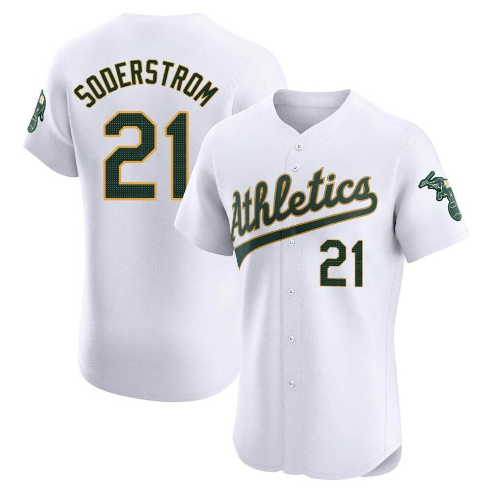 tocy Athletics #21 Tyler Soderstrom Player White Elite Home Stitched Jersey