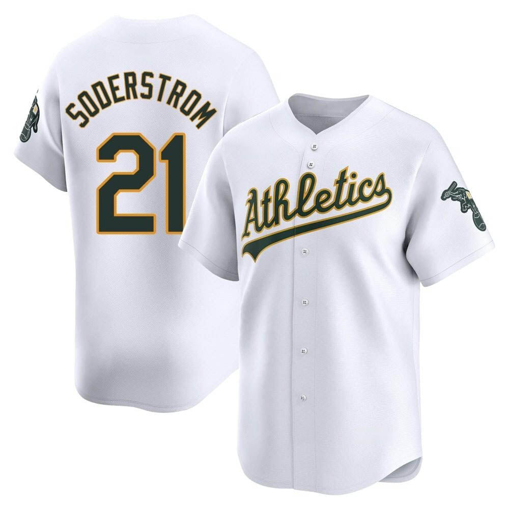 tocy Athletics #21 Tyler Soderstrom Player White Limited Home Stitched Jersey