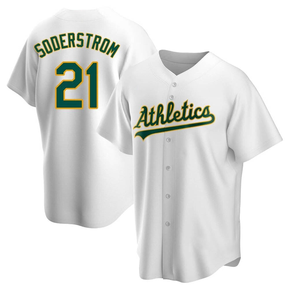 tocy Athletics #21 Tyler Soderstrom Player White Replica Home Stitched Jersey