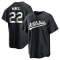 tocy Athletics #22 Jeff McNeil player Black&White Replica Stitched Jersey