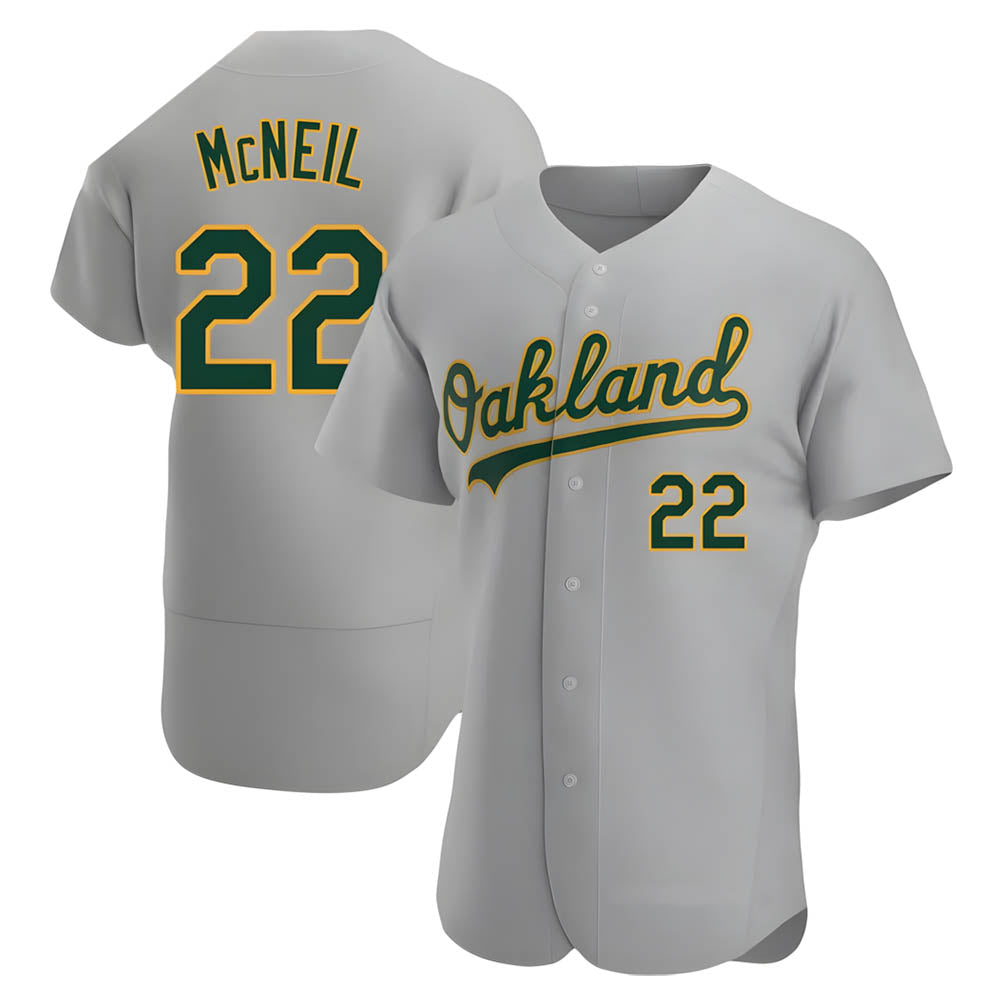 tocy Athletics #22 Jeff McNeil player Gray Authentic Road Stitched Jersey