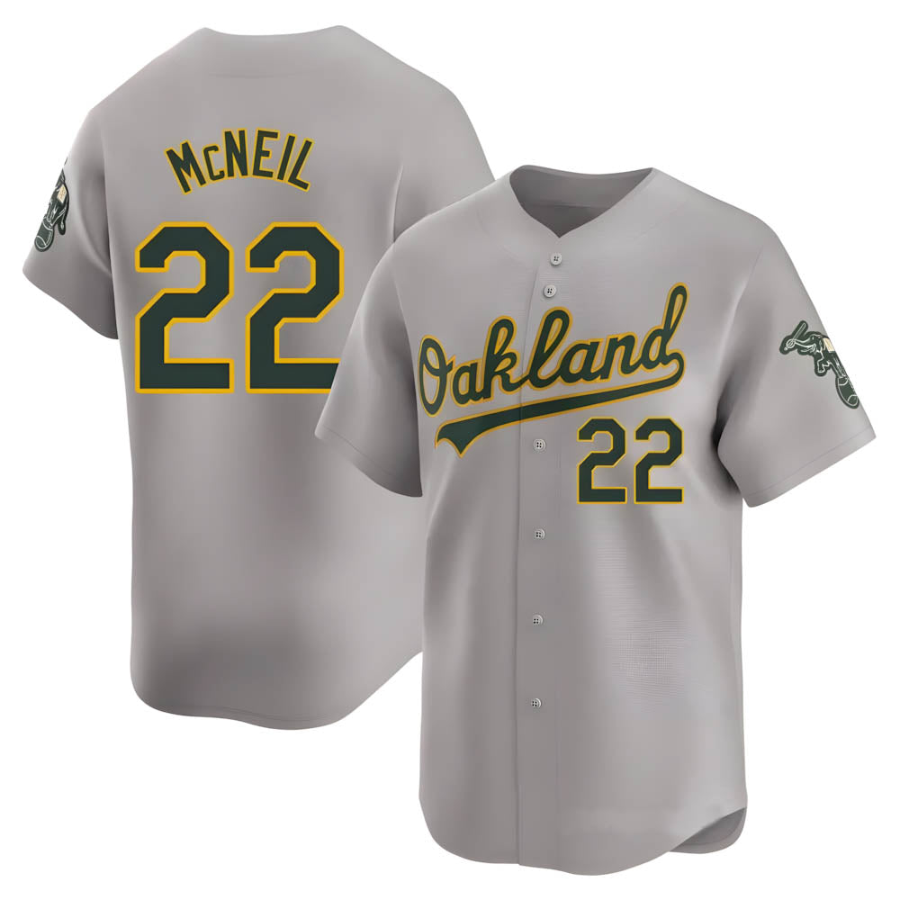 tocy Athletics #22 Jeff McNeil player Gray Limited Away Stitched Jersey