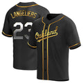 tocy Athletics #23 Shea Langeliers Player Black Golden Replica Alternate Stitched Jerseys