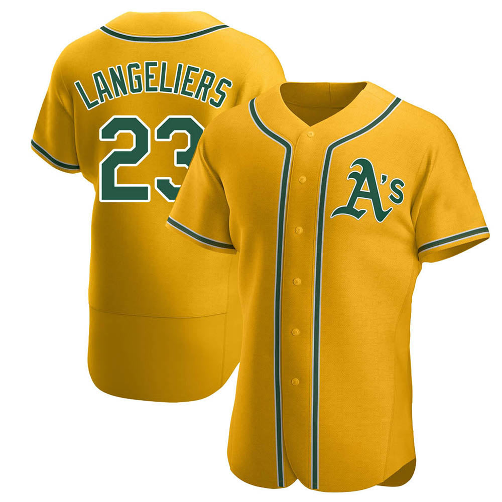 tocy Athletics #23 Shea Langeliers Player Gold Authentic Alternate Stitched Jerseys