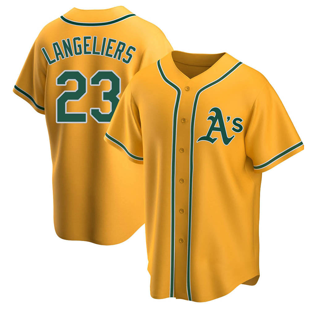 tocy Athletics #23 Shea Langeliers Player Gold Replica Alternate Stitched Jersey