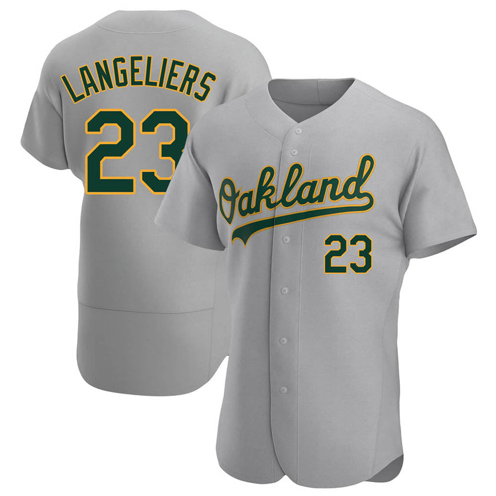 tocy Athletics #23 Shea Langeliers Player Gray Authentic Road Stitched Jersey