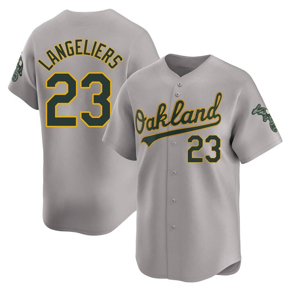 tocy Athletics #23 Shea Langeliers Player Gray Limited Away Stitched Jersey