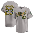 tocy Athletics #23 Shea Langeliers Player Gray Limited Away Stitched Jersey