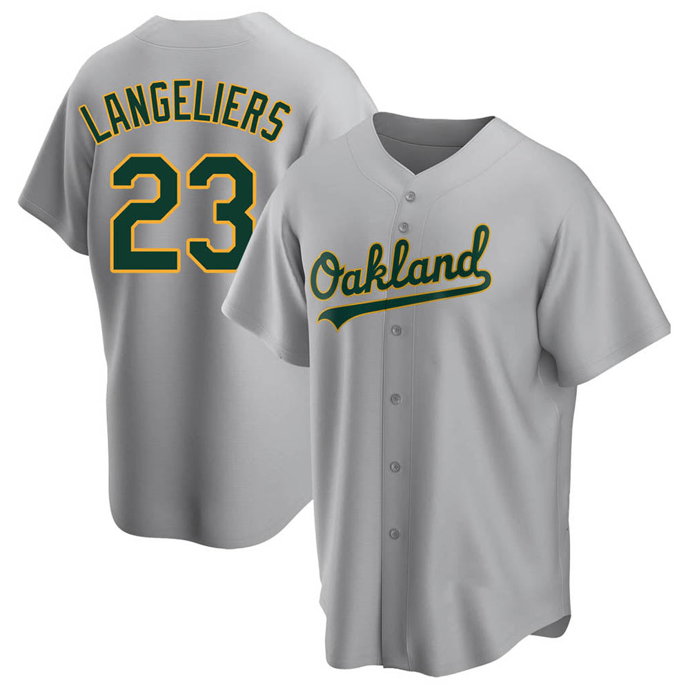 tocy Athletics #23 Shea Langeliers Player Gray Replica Road Stitched Jerseys