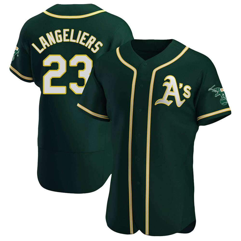 tocy Athletics #23 Shea Langeliers Player Green Authentic Alternate Stitched Jerseys