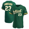 tocy Athletics #23 Shea Langeliers Player Green Authentic Kelly Alternate Stitched Jerseys