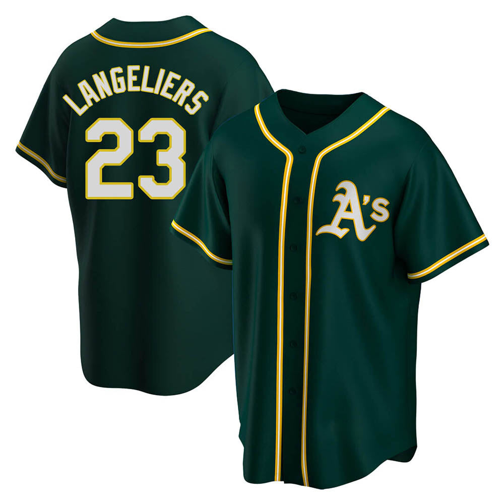 tocy Athletics #23 Shea Langeliers Player Green Replica Alternate Stitched Jerseys