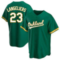tocy Athletics #23 Shea Langeliers Player Green Replica Kelly Alternate Stitched Jerseys
