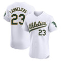 tocy Athletics #23 Shea Langeliers Player White Elite Home Stitched Jersey