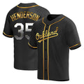 tocy Athletics #35 Rickey Henderson Player Black Golden Replica Alternate Stitched Jersey