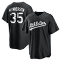 tocy Athletics #35 Rickey Henderson Player Black&White Replica Stitched Jersey