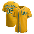 tocy Athletics #35 Rickey Henderson Player Gold Authentic Alternate Stitched Jersey