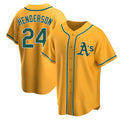 tocy Athletics #24 Rickey Henderson Player Gold Replica Alternate Stitched Jersey