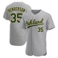 tocy Athletics #35 Rickey Henderson Player Gray Authentic Road Stitched Jersey