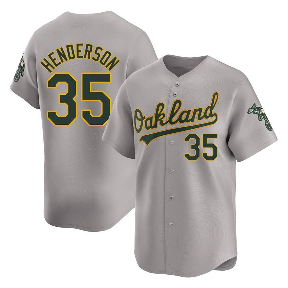 tocy Athletics #35 Rickey Henderson Player Gray Limited Away Stitched Jersey