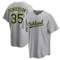 tocy Athletics #35 Rickey Henderson Player Gray Replica Road Stitched Jersey