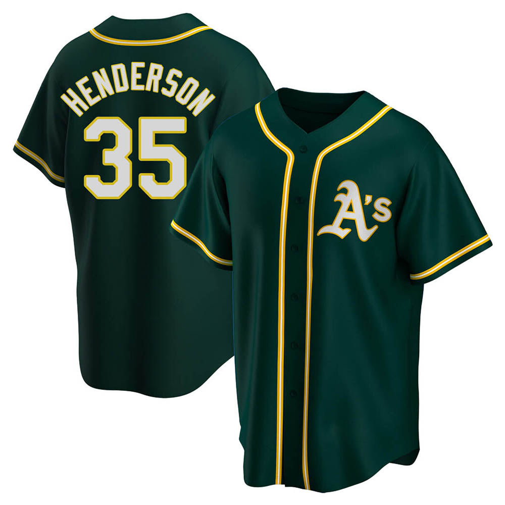 tocy Athletics #35 Rickey Henderson Player Green Replica Alternate Stitched Jersey