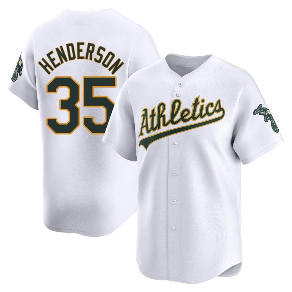 tocy Athletics #35 Rickey Henderson Player White Limited Home Stitched Jersey
