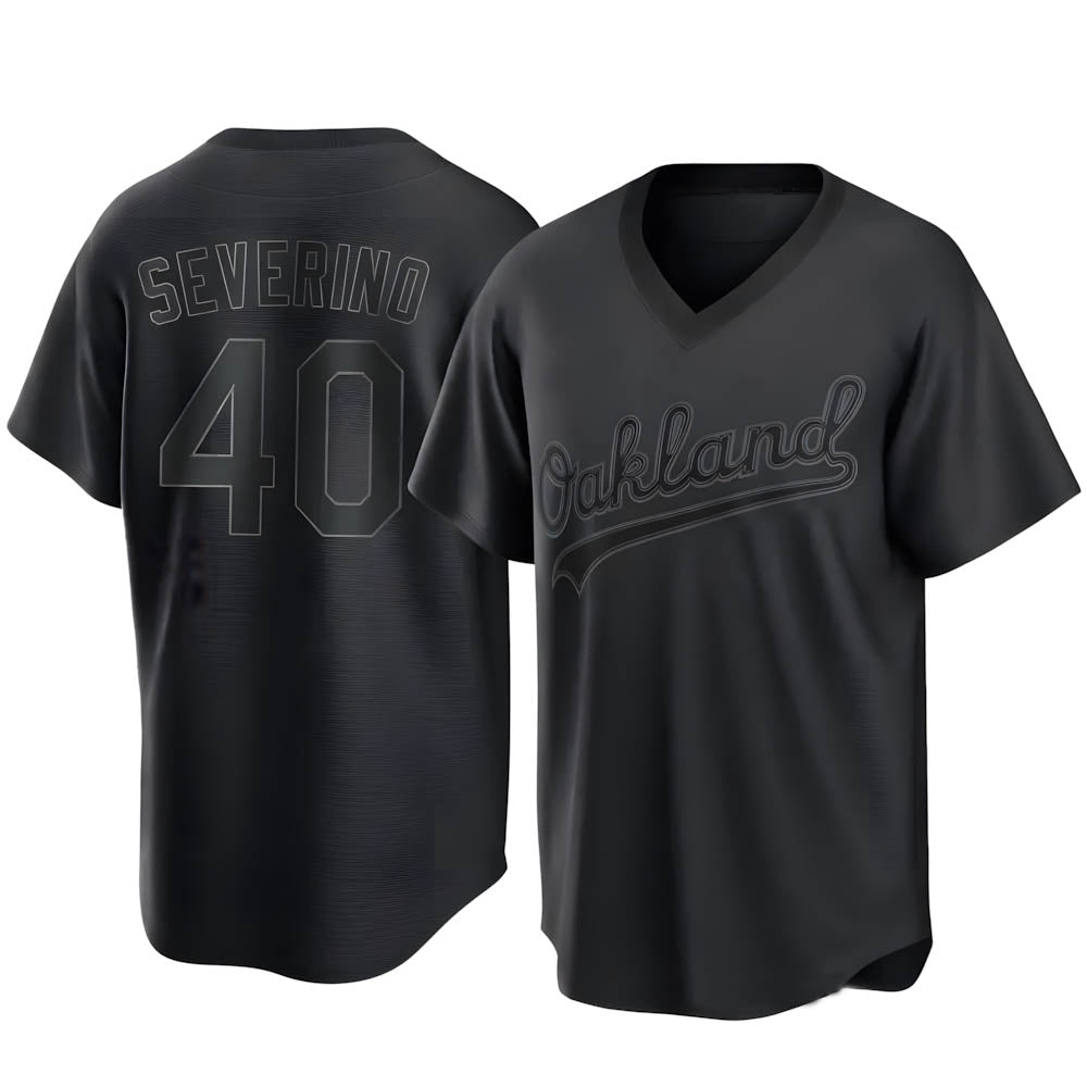 tocy Athletics #40 Luis Severino player Black Replica Pitch Fashion Stitched Jersey